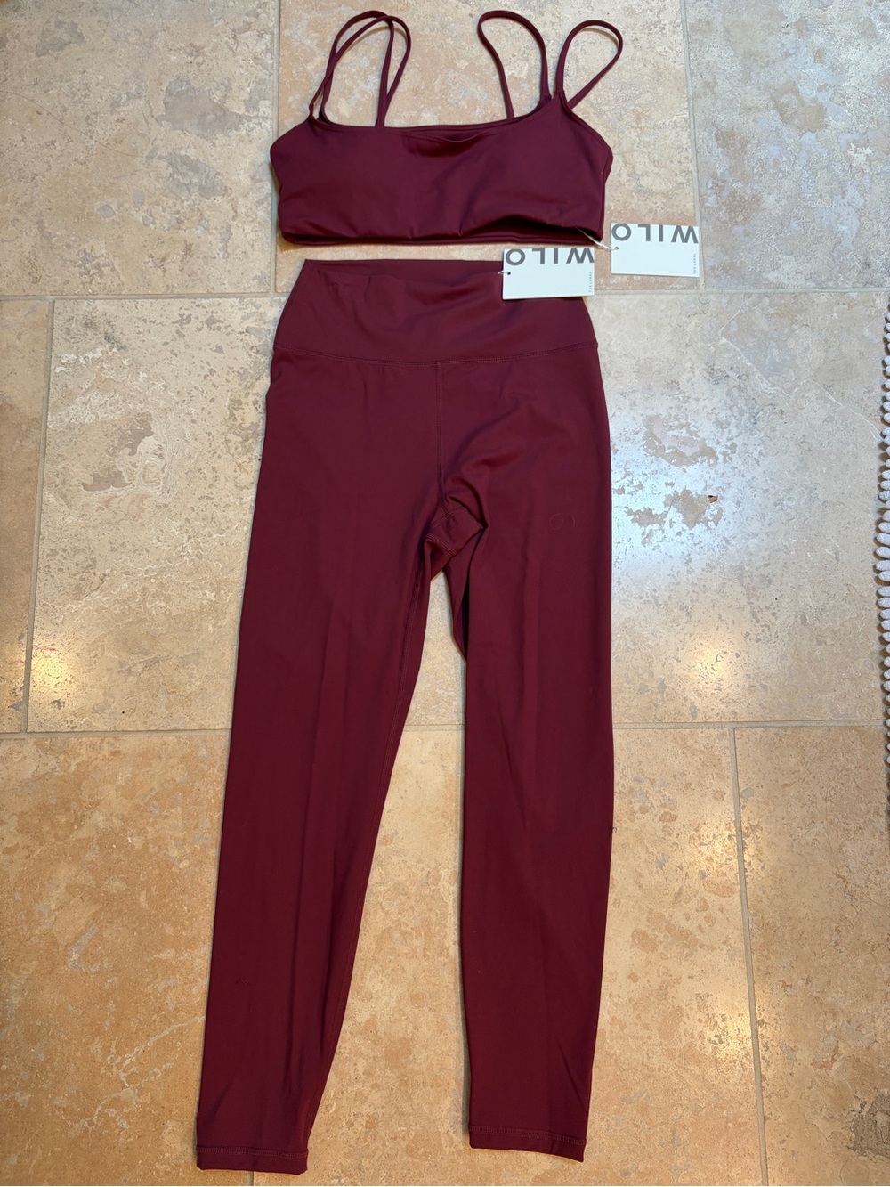 Wilo the label burgundy Double Layer Bra and Leggings Set